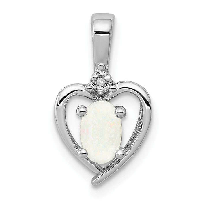 Sterling Silver Gemstone and Diamond Heart Pendants-QBPD19OCT-Chris's Jewelry