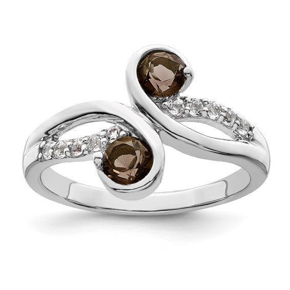 Sterling Silver Gemstone and White Topaz Swirl Rings-QR7413SQ-6-Chris's Jewelry