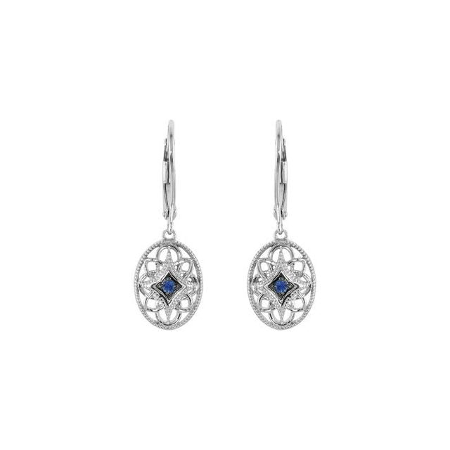 Sterling Silver Genuine Gemstone Filigree Lever Back Earrings-Chris's Jewelry