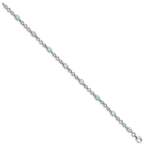 Sterling Silver Genuine Gemstone Oval and Diamond Bracelets-Chris's Jewelry