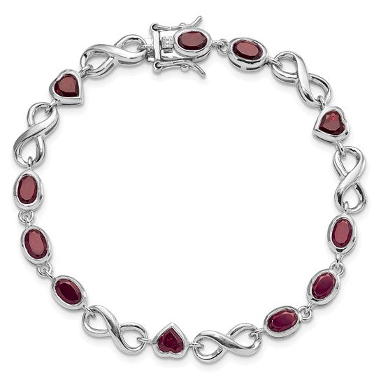 Sterling Silver Genuine Oval and Heart Gemstone Infinity Link Bracelets-QX881GA-Chris's Jewelry