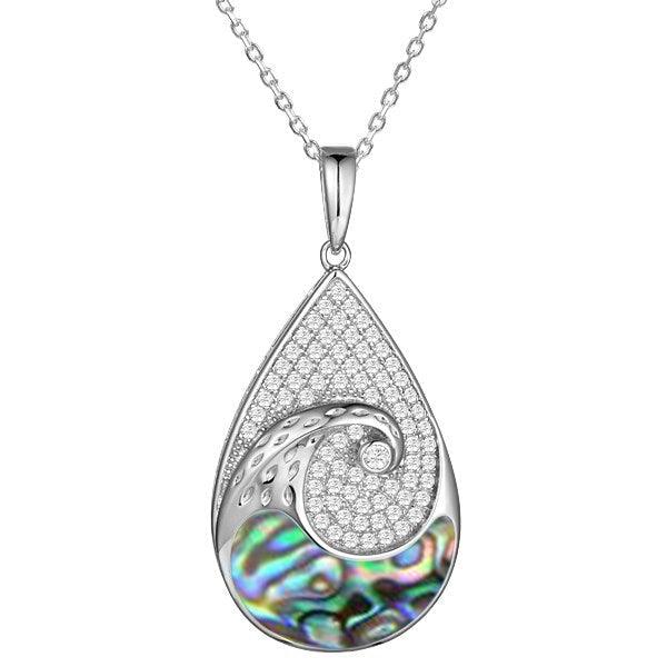 Sterling Silver Mother of Pearl Nalu Teardrop Pendant by Alamea-520-51-31-Chris's Jewelry