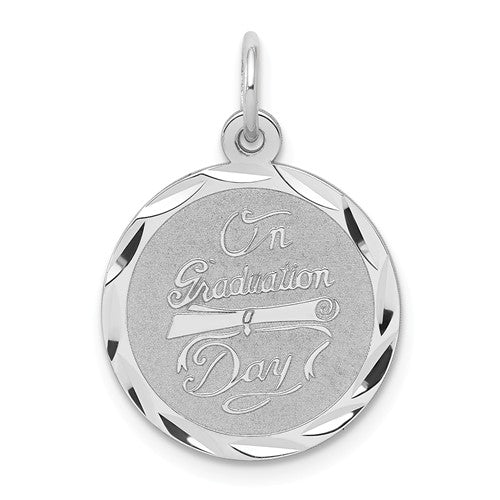 Sterling Silver On Graduation Day Disc Charm 16mm - Engravable-QC171-Chris's Jewelry