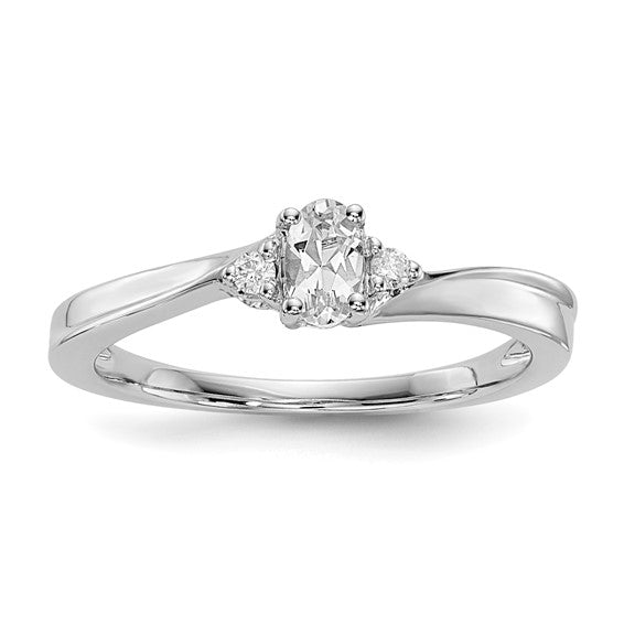 Sterling Silver Oval Gemstone & Diamond Birthstone Rings-QBR25APR-6-Chris's Jewelry