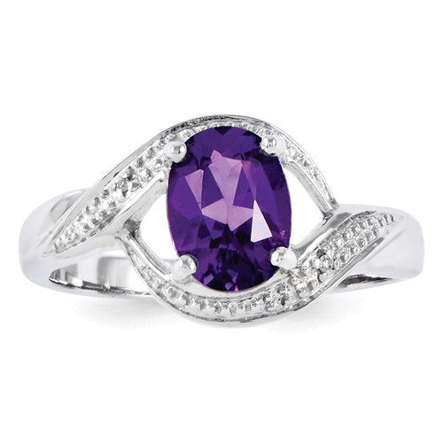 Sterling Silver Oval Gemstone & Diamond Rings-Chris's Jewelry