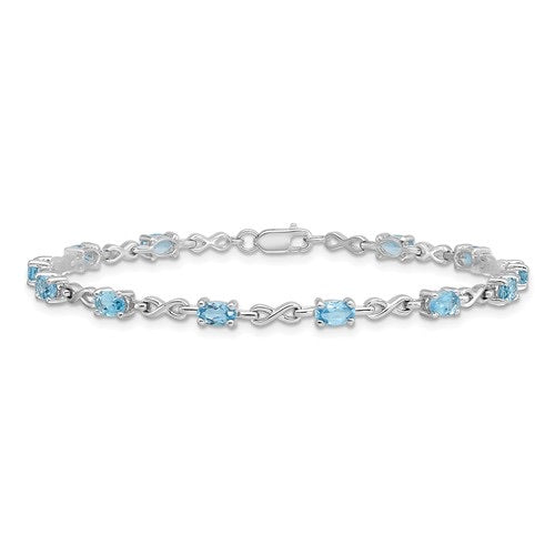 Sterling Silver Oval Gemstone Infinity Link Bracelets-QX840BT-Chris's Jewelry