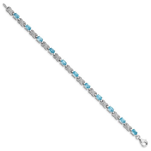 Sterling Silver Oval Gemstone Infinity Link Design Bracelets-Chris's Jewelry