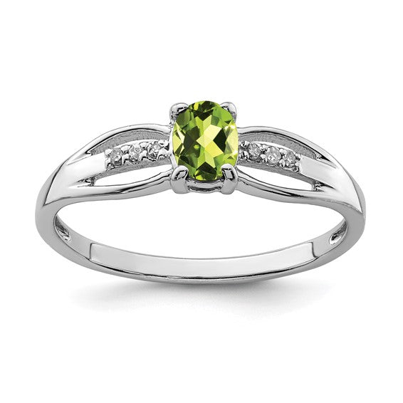 Sterling Silver Oval Gemstone and Diamond Rings-QR7064-AUG-6-Chris's Jewelry