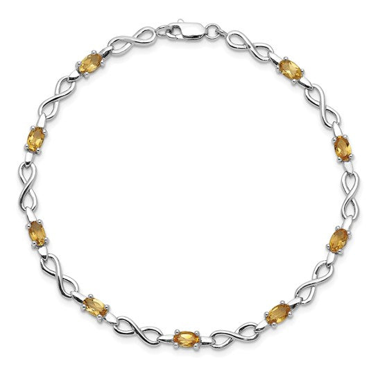 Sterling Silver Oval Gemstone with Infinity Links Bracelets-QX837CI-Chris's Jewelry