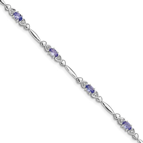Sterling Silver Oval Genuine Gemstone And Diamond Bracelets-QX852TZ-Chris's Jewelry