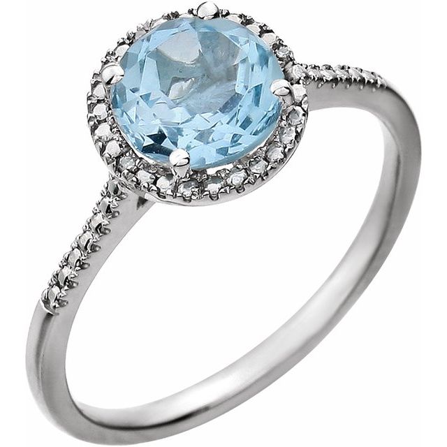 Sterling Silver Round Gemstone & .01 CTW Diamond Halo-Style Rings-652049:60012:P-Chris's Jewelry