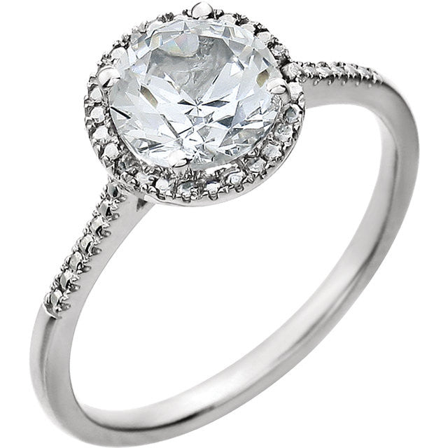 Sterling Silver Round Gemstone & .01 CTW Diamond Halo-Style Rings-652049:60004:P-Chris's Jewelry