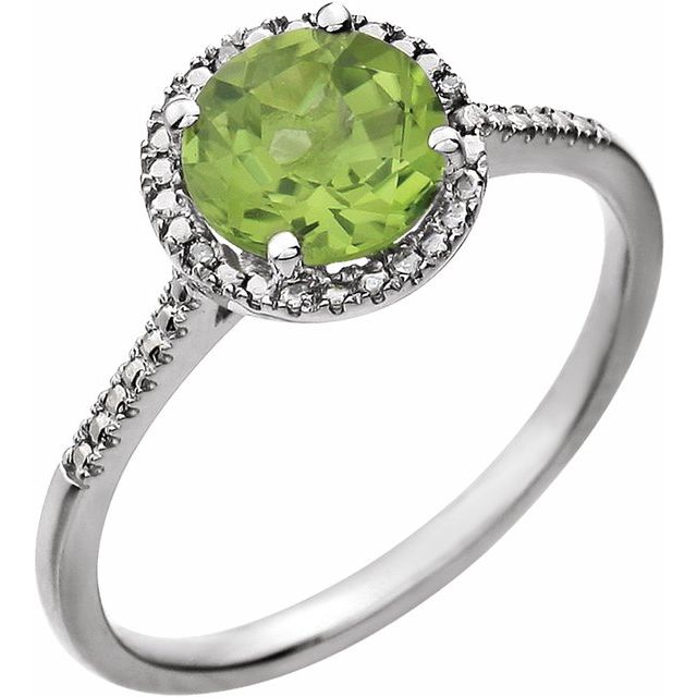 Sterling Silver Round Gemstone & .01 CTW Diamond Halo-Style Rings-652049:60008:P-Chris's Jewelry