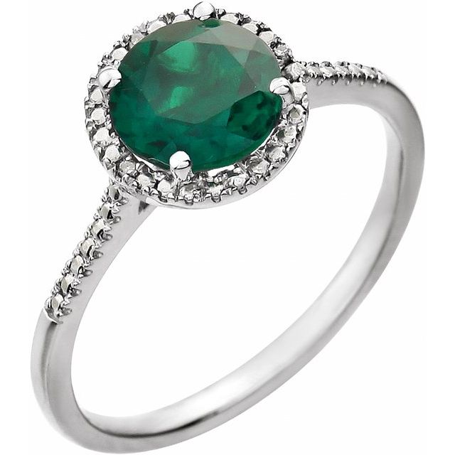 Sterling Silver Round Gemstone & .01 CTW Diamond Halo-Style Rings-652049:60005:P-Chris's Jewelry