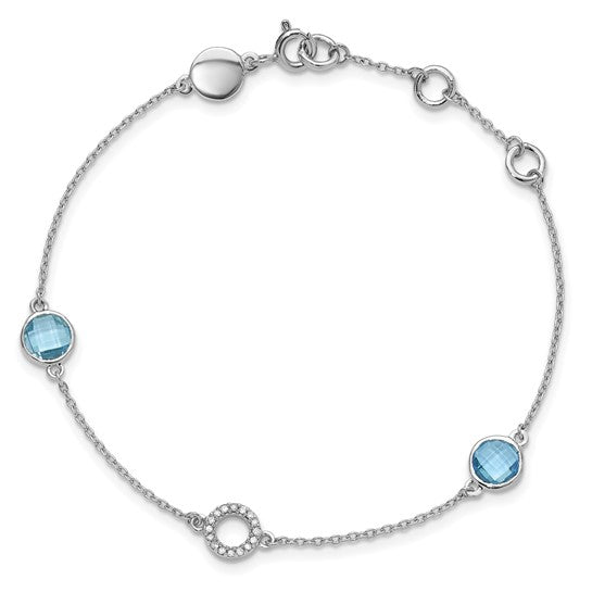 Sterling Silver White Ice Diamond & Round Gemstone Bracelets-Chris's Jewelry