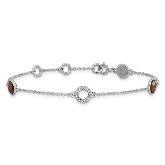 Sterling Silver White Ice Diamond & Round Gemstone Bracelets-QW361GA-7.25-Chris's Jewelry