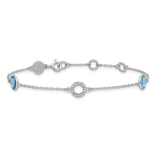 Sterling Silver White Ice Diamond & Round Gemstone Bracelets-QW361-7.25-Chris's Jewelry