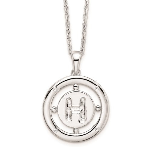 Sterling Silver White Ice .025ct. Diamond Initial Necklace - Various Letters-QW499H-18-Chris's Jewelry