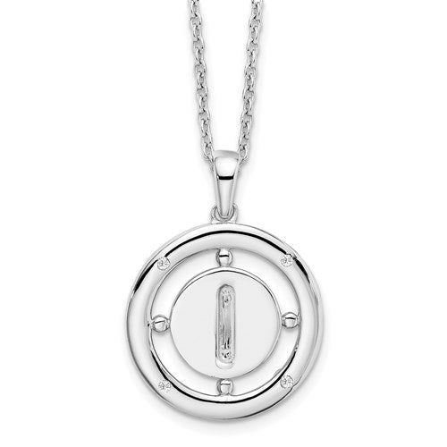 Sterling Silver White Ice .025ct. Diamond Initial Necklace - Various Letters-QW499I-18-Chris's Jewelry