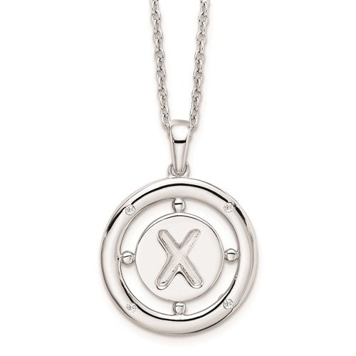 Sterling Silver White Ice .025ct. Diamond Initial Necklace - Various Letters-QW499X-18-Chris's Jewelry