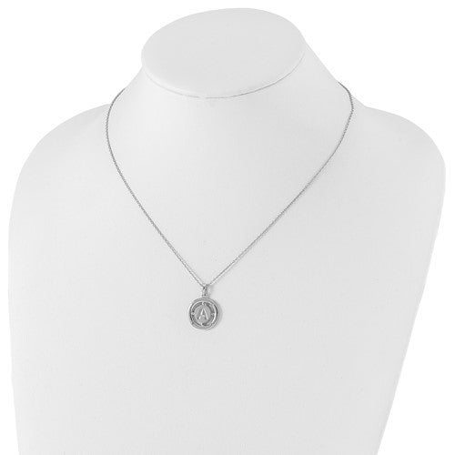 Sterling Silver White Ice .025ct. Diamond Initial Necklace - Various Letters-Chris's Jewelry