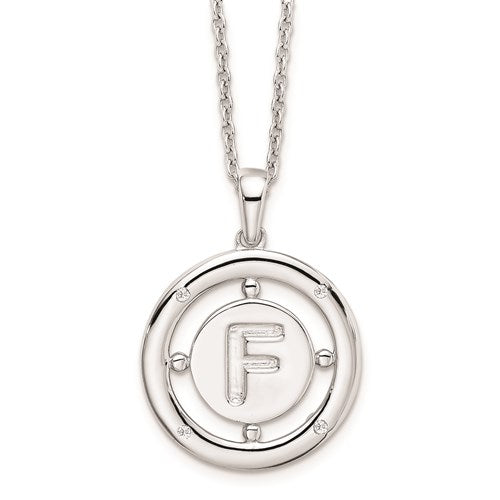 Sterling Silver White Ice .025ct. Diamond Initial Necklace - Various Letters-QW499F-18-Chris's Jewelry