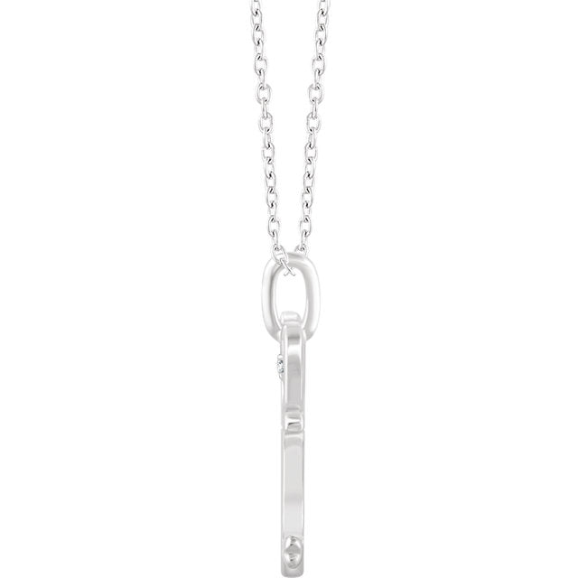 Sterling Silver .006 CT Diamond Heart Key 16-18" Necklace-652737:60001:P-Chris's Jewelry