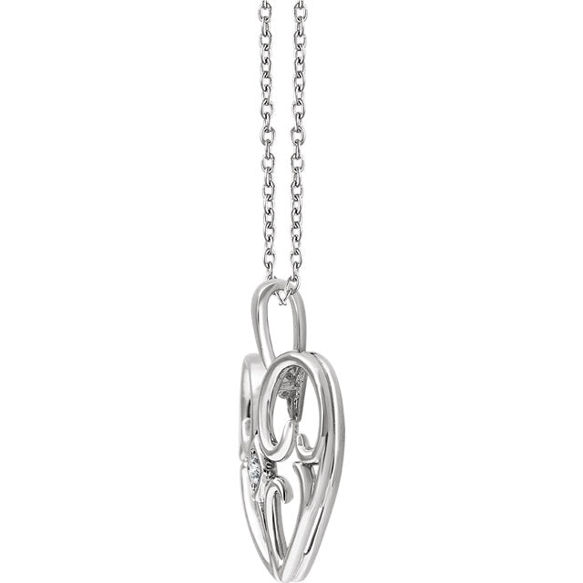 Sterling Silver .03 CT Diamond Heart 18" Necklace-652917:60001:P-Chris's Jewelry