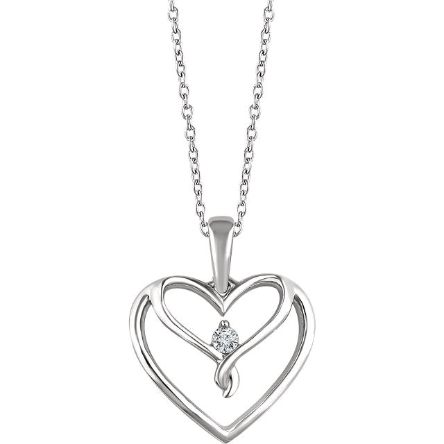 Sterling Silver .05 CT Diamond Heart 18" Necklace-652922:60001:P-Chris's Jewelry