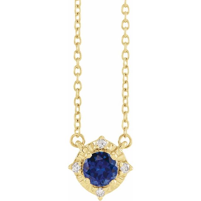 Sterling Silver or 14k Gold Gemstone and .04 CTW Diamond Halo-Style 18" Necklaces-653714:132:P-Chris's Jewelry