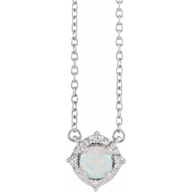 Sterling Silver or 14k Gold Gemstone and .04 CTW Diamond Halo-Style 18" Necklaces-653714:139:P-Chris's Jewelry