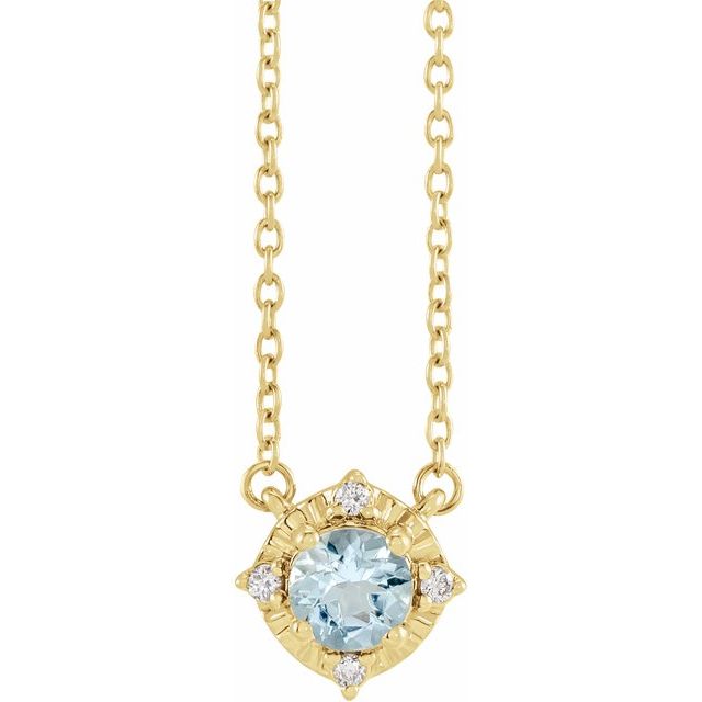 Sterling Silver or 14k Gold Gemstone and .04 CTW Diamond Halo-Style 18" Necklaces-653714:108:P-Chris's Jewelry