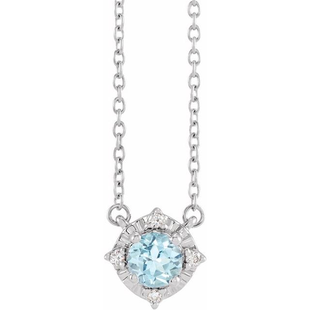 Sterling Silver or 14k Gold Gemstone and .04 CTW Diamond Halo-Style 18" Necklaces-653714:147:P-Chris's Jewelry