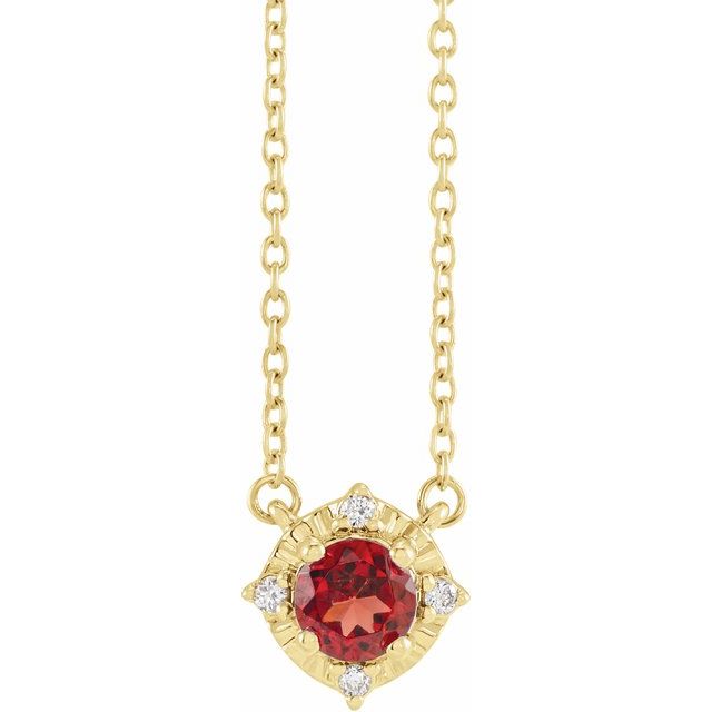 Sterling Silver or 14k Gold Gemstone and .04 CTW Diamond Halo-Style 18" Necklaces-653714:100:P-Chris's Jewelry