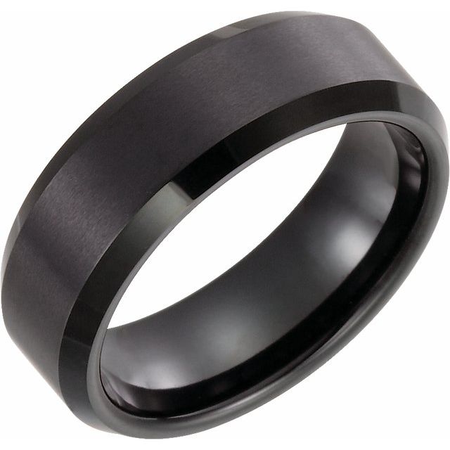 Tungsten 8 mm Black Immerse Plated Satin Finish Band-Chris's Jewelry