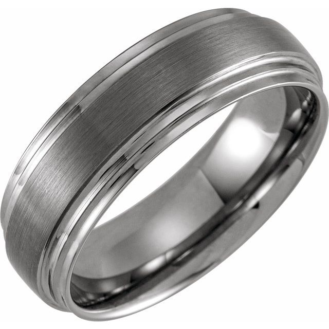 Tungsten 8 mm Double Edge Band-Chris's Jewelry