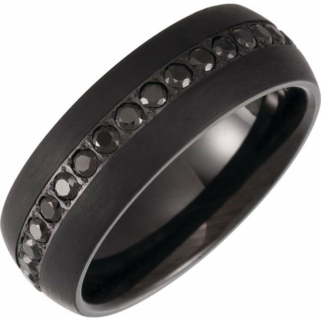 Tungsten Black PVD Imitation Black Zircon Dome Comfort-Fit Band-Chris's Jewelry