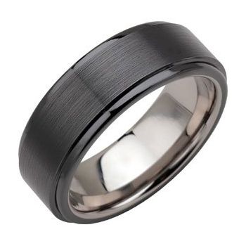 Tungsten & Ceramic Couture® 8 mm Ridged Band-Chris's Jewelry
