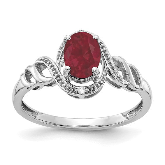 10k White or Yellow Gold Genuine Oval Gemstone & Diamond Rings-10XB316-Chris's Jewelry