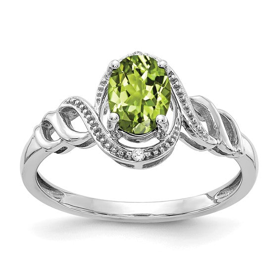 10k White or Yellow Gold Genuine Oval Gemstone & Diamond Rings-10XB317-Chris's Jewelry