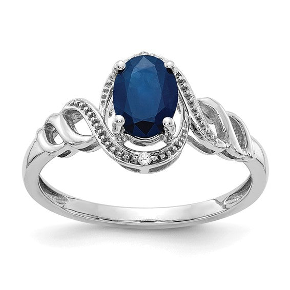 10k White or Yellow Gold Genuine Oval Gemstone & Diamond Rings-10XB318-Chris's Jewelry