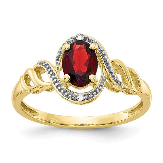 10k White or Yellow Gold Genuine Oval Gemstone & Diamond Rings-10XB298-Chris's Jewelry