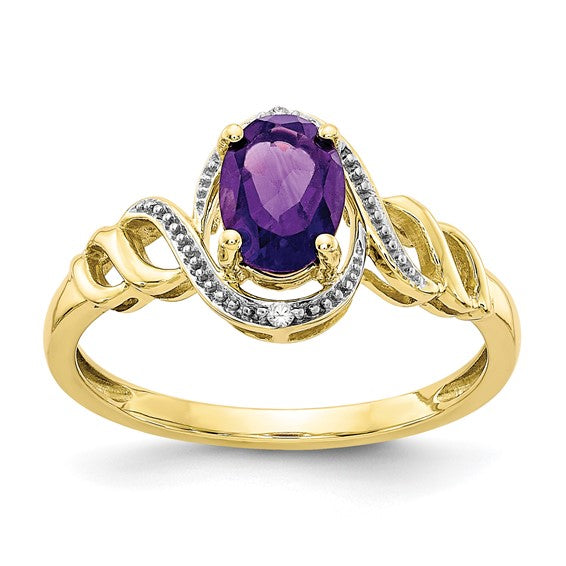 10k White or Yellow Gold Genuine Oval Gemstone & Diamond Rings-10XB299-Chris's Jewelry