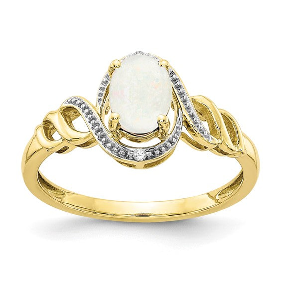 10k White or Yellow Gold Genuine Oval Gemstone & Diamond Rings-10XB307-Chris's Jewelry