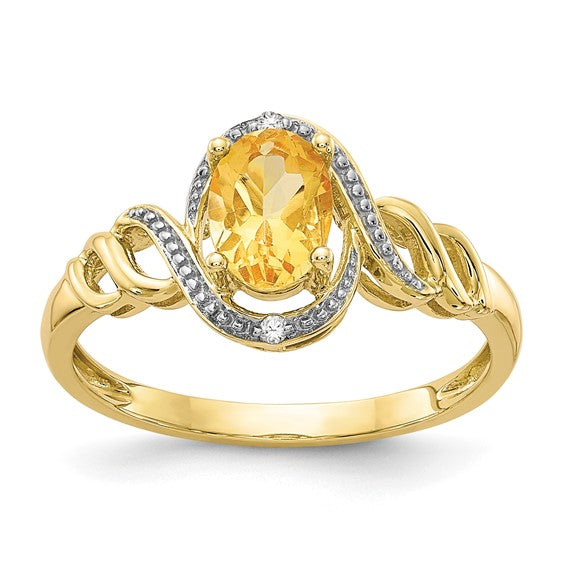 10k White or Yellow Gold Genuine Oval Gemstone & Diamond Rings-10XB308-Chris's Jewelry
