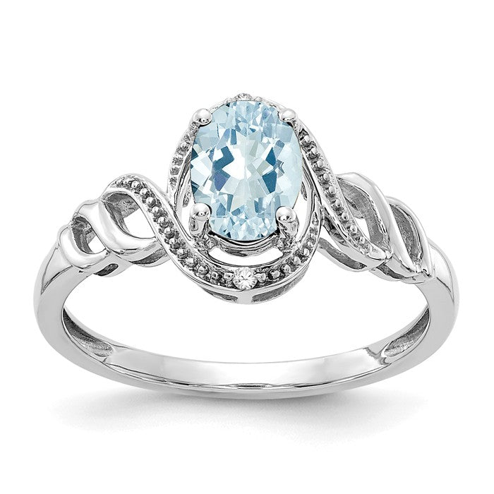 10k White or Yellow Gold Genuine Oval Gemstone & Diamond Rings-10XB312-Chris's Jewelry
