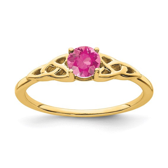 10k or 14k Gold 4.5mm Round Gemstone Celtic Knot Side Rings-RM7396-PT-1Y-Chris's Jewelry