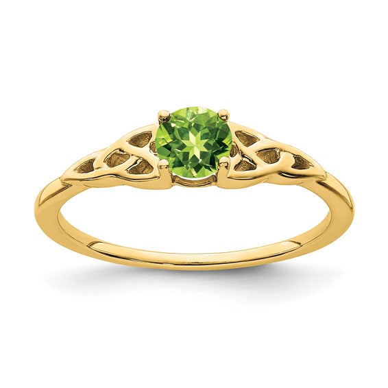 10k or 14k Gold 4.5mm Round Gemstone Celtic Knot Side Rings-RM7396-PE-1Y-Chris's Jewelry