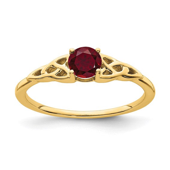 10k or 14k Gold 4.5mm Round Gemstone Celtic Knot Side Rings-RM7396-RU-1Y-Chris's Jewelry