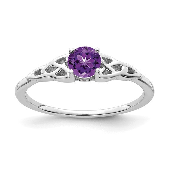 10k or 14k Gold 4.5mm Round Gemstone Celtic Knot Side Rings-RM7396-AM-W-Chris's Jewelry
